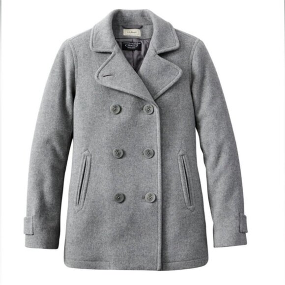 L.L. Bean 16 Classic Lambswool Peacoat, Heather Grey - Picture 6 of 6